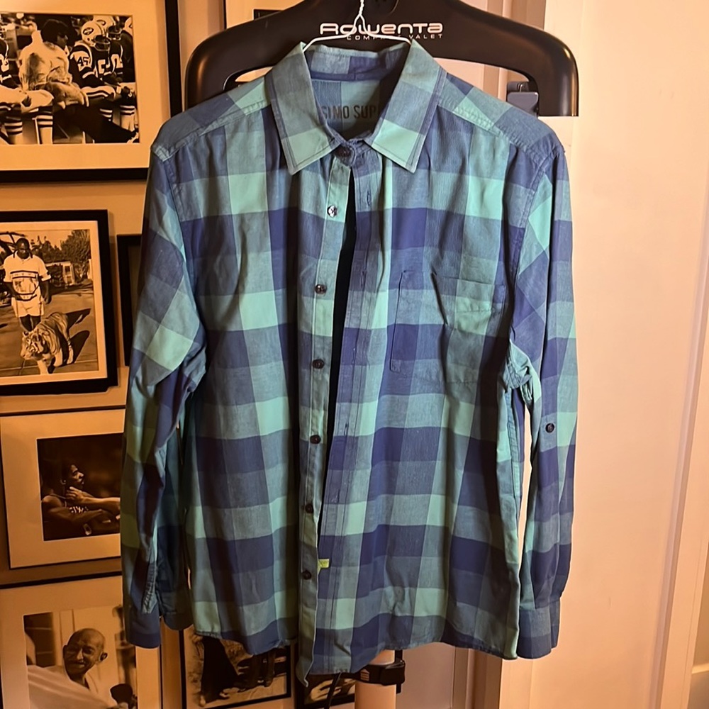 Mossimo Supply Co. - Large - Blue & Turquoise Flannel Long Sleeve Collared Shirt